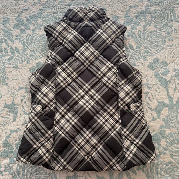 Eddie Bauer Premium Quality Goose Down White/Black Plaid Vest Size Med - Picture 7 of 7